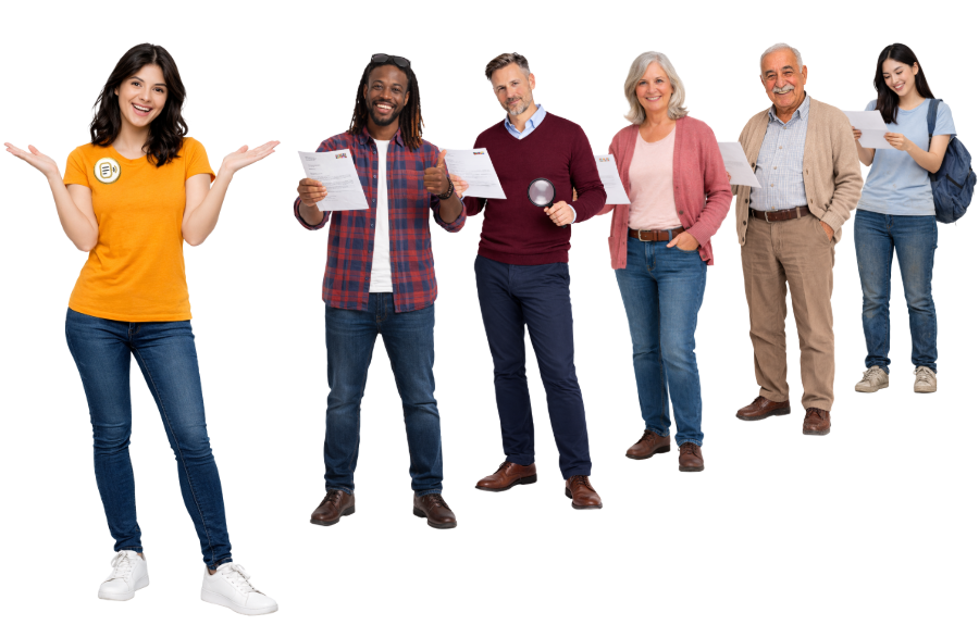 Diverse groep mensen die Dibretto gebruiken